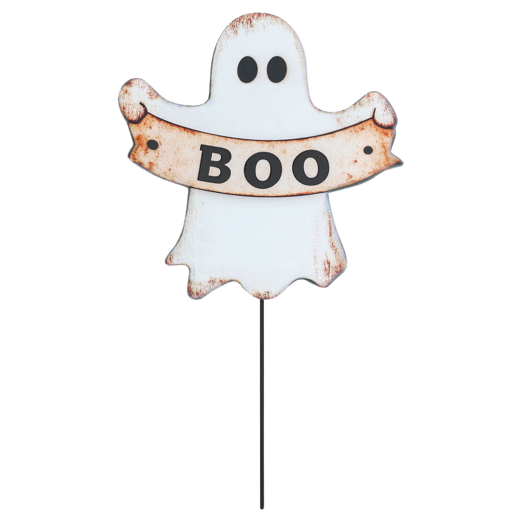 Metal Ghost Yard Stake Decoration, Black and White, 18", Halloween by Way To Celebrate