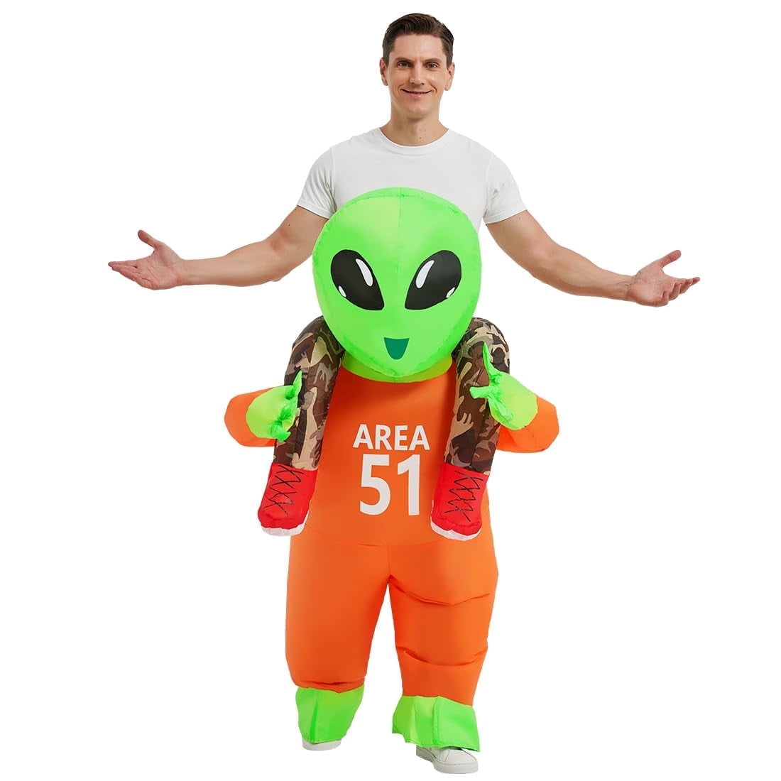 GOOSH Adult Alien Costume, Alien Inflatable Halloween Costume Blow Up Alien Costume Adult Size, Funny Men Women Unisex Blow Up Halloween Costumes for Halloween Holiday Party Cosplay