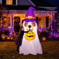 GOOSH Halloween Inflatables 6 FT Inflatable Ghost Dog with Pumpkin in Mouth & Witch Hat, Halloween Ghost Dog Inflatables with LED Lights, Outdoor Halloween Decorations for Halloween Holiday Party