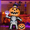 GOOSH Halloween Inflatables 6 FT Halloween Pumpkin Inflatable with Skull Body, Scary Blow Up Halloween Pumpkin Decoration with LED Lights, Outdoor Halloween Decorations Clearance for Holiday Party