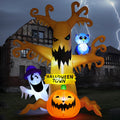 GOOSH Halloween Inflatables 8 FT Halloween Inflatable tree with Ghost Pumpkin and Owl, Halloween Dead Tree Decorations Scary Halloween Decorations with Built-in Lights for Halloween/Holiday/Party