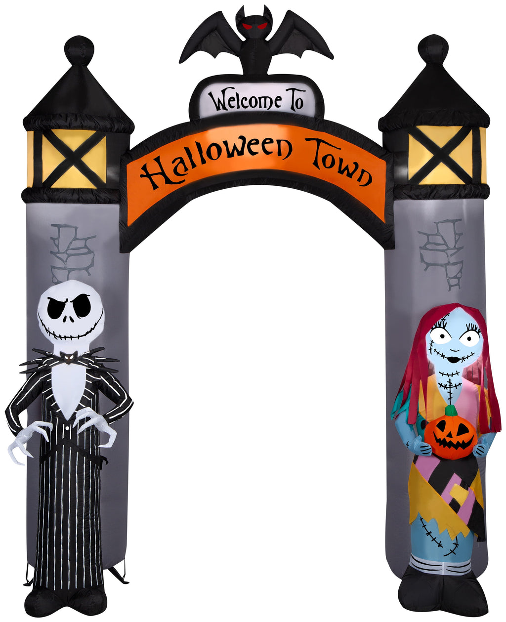 Gemmy Airblown Inflatable NBC Welcome to Halloween Town Archway Disney, 8.5 ft Tall, Grey