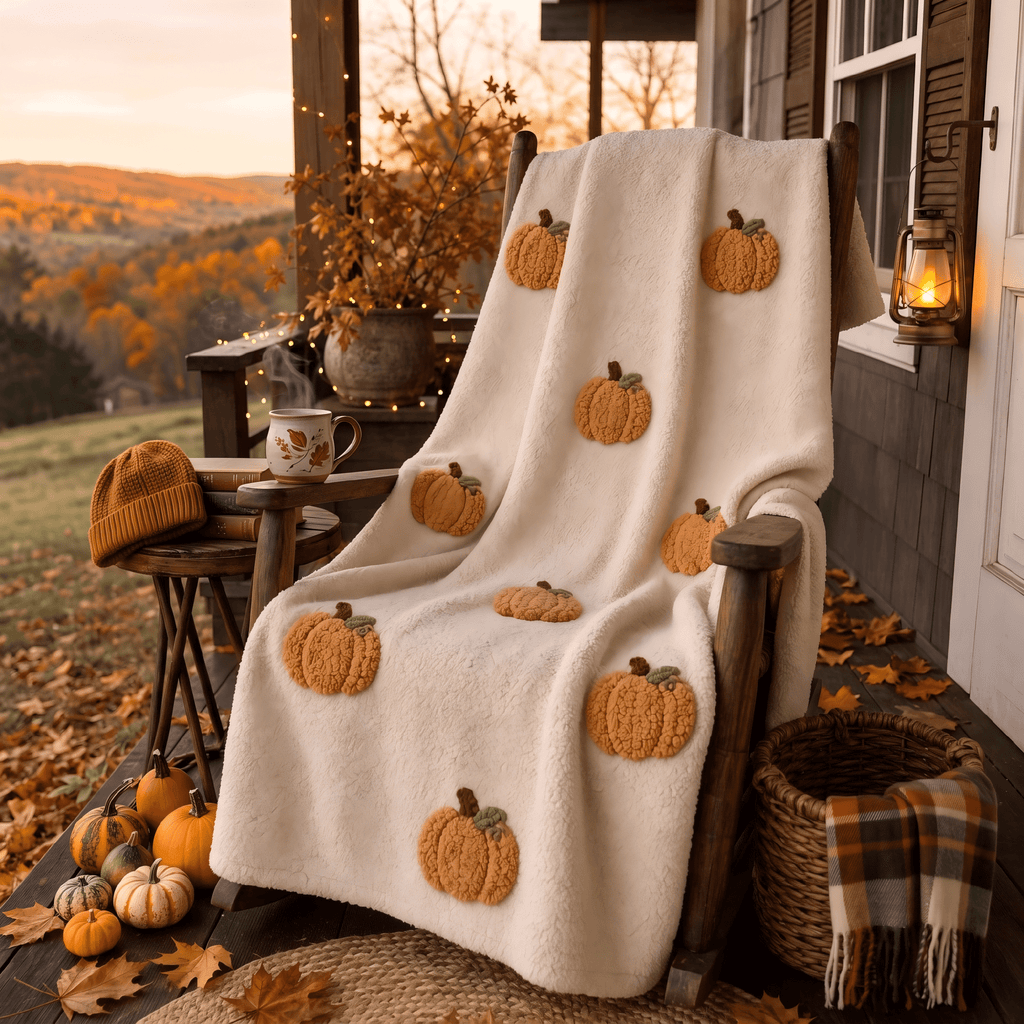 Guvpev Halloween Flannel Throw Blanket, 39.4" x 27.6" Soft Plush 3D Pumpkin Printed Decorative Blanket for Couch, Bed, Travel, Living Room, Cozy Fall Holiday Home Accent