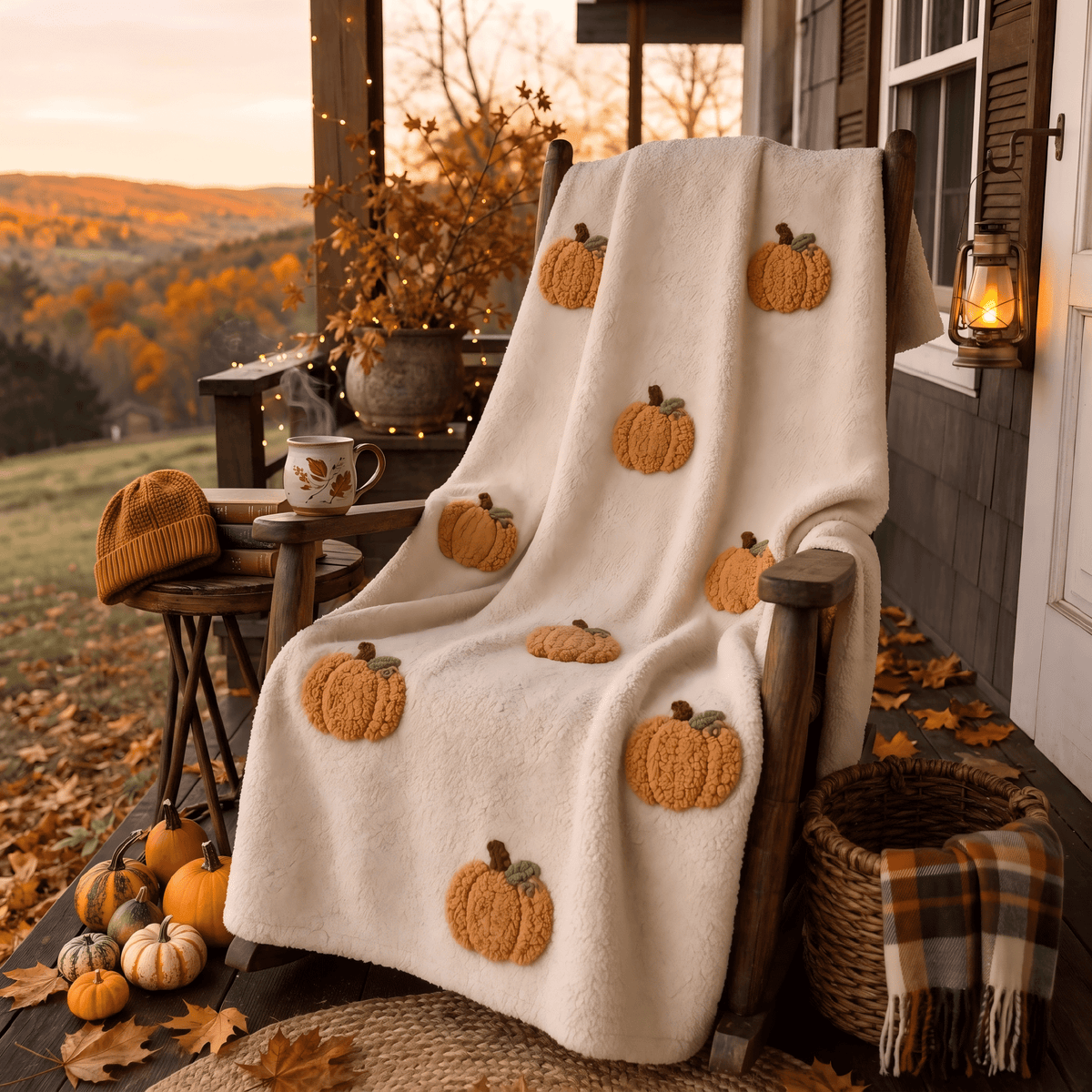 Guvpev Halloween Flannel Throw Blanket, 39.4" x 27.6" Soft Plush 3D Pumpkin Printed Decorative Blanket for Couch, Bed, Travel, Living Room, Cozy Fall Holiday Home Accent