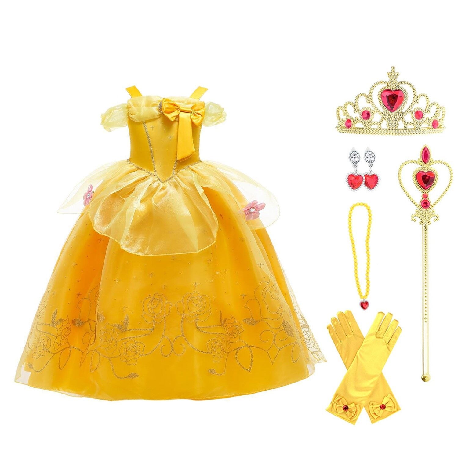HAWEE Princess Dress up Birthday Party Fairy Yellow Costume for Toddler Girls