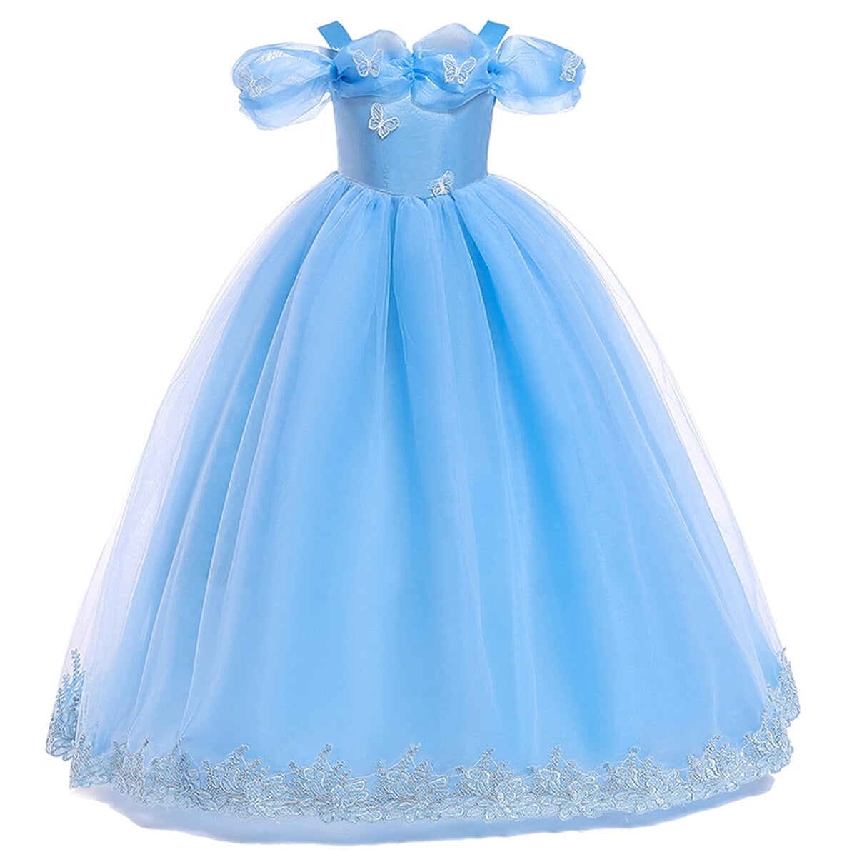 HAWEE Princess Dress for Girls, Halloween Cosplay Costume Toddler Off the Shoulder Blue Fancy Outfit