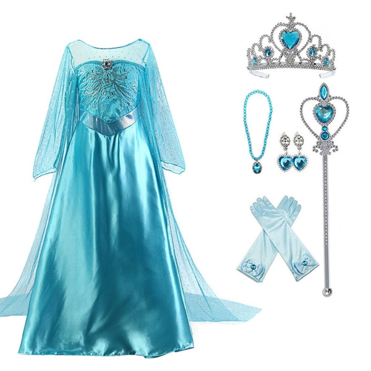 HAWEE Girls Princess Dress Costume with Long Cape - Luxury Sequin Halloween Dress up