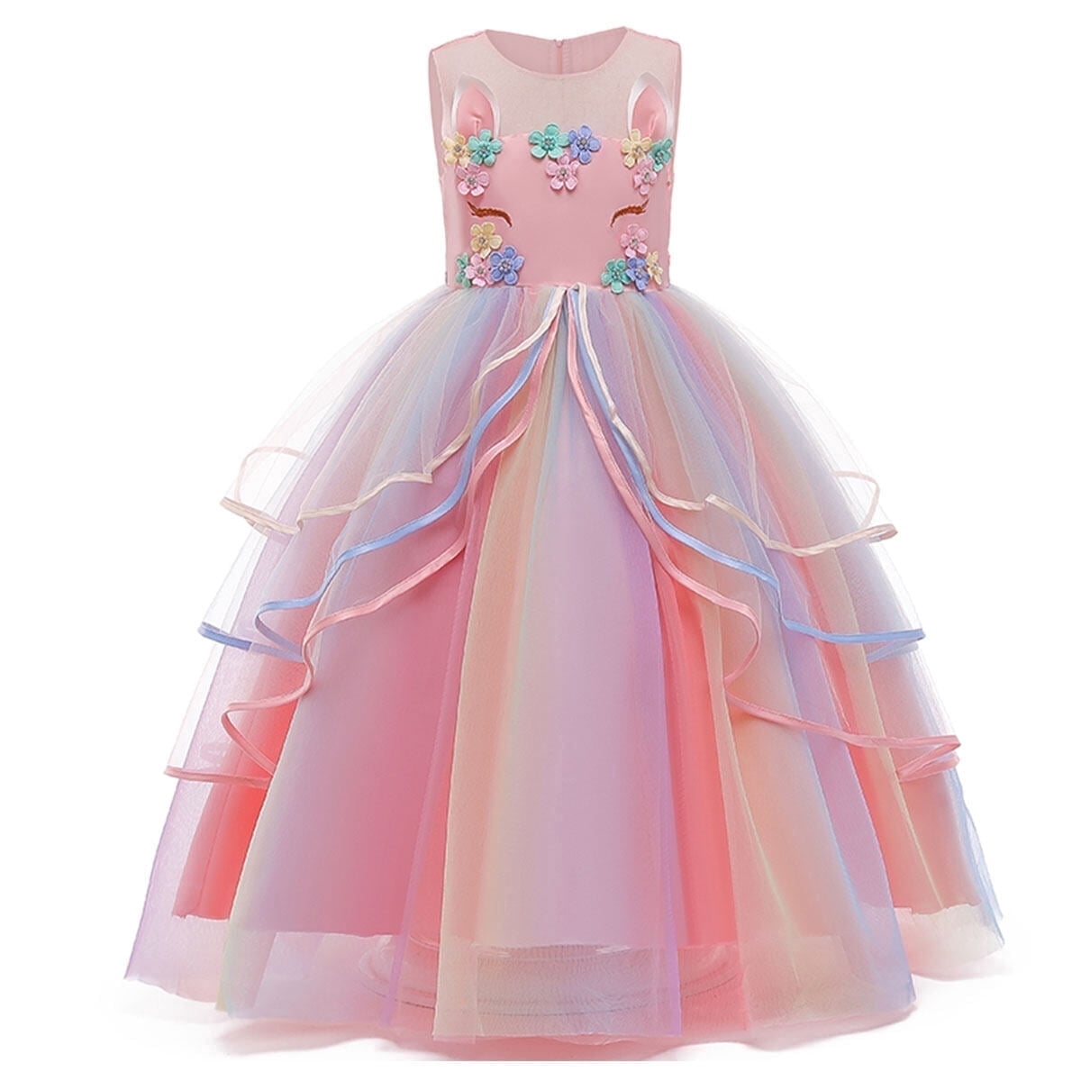 HAWEE Princess Girl Dress Long Tulle Gown Flower Girls Unicorn Dress