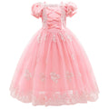 HAWEE Princess Dress for Girl Pink Cosplay Halloween Costume Puff Sleeve Layerd Dresses
