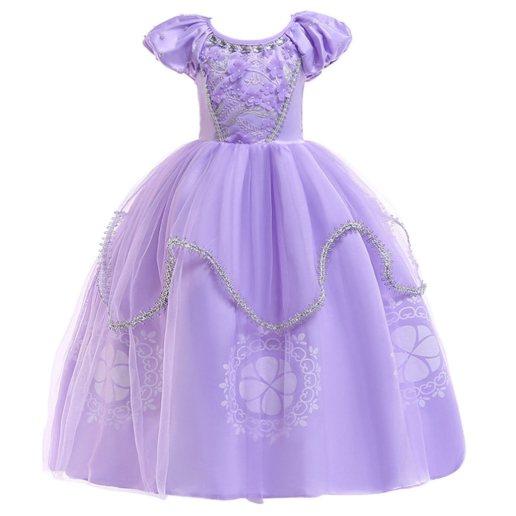 HAWEE Princess Dress Girls Purple Costume Halloween Puff Sleeve Princess Dress for Party