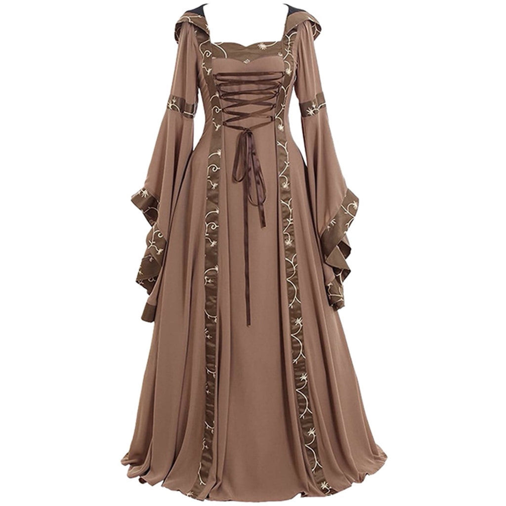 Halloween Costumes for Women 2022 Women's Medieval Dress Plus Size Irish Medieval Ball Gown Halloween Costume for Women Flare Sleeve Floor Length Dress