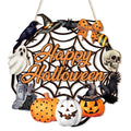 Halloween Decoration Indoor,Ghost & Pumpkin Halloween Wreath for Front Door,Wooden Black Cat Wall Sign Hanging Decor Indoor Outdoor Farmhouse Party Supply