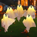 Halloween Decorations, Solar Garden Lights Outdoor, 5Packs Halloween Ghost Decorations Lights Indoor, Solar Scary Ghost Path Lights for Halloween Party Decor, Porches Yards Gardens Lawn, Warm White