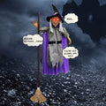 Halloween Flying Witch on Broom Decorations, 6 FT Animated Hovering Witch Animatronics Holding Sweeper Props with Scary Sounds and Lights, House Decor for Outside Indoor Garden Yard Lawn