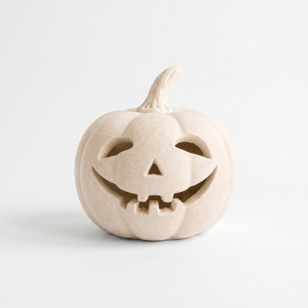 Halloween Handcrafted Jack-O'-Lantern, 5.5" Hand-Carved Pumpkin Decor, Durable Kiln-Fired Autumn Halloween Centerpiece for Indoor Tabletop, Mantle & Fall Home Decoration 2026