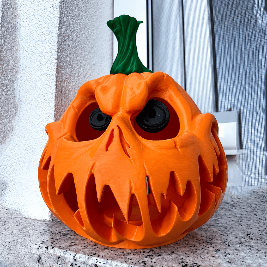 Halloween Pumpkin Decorations, Giant Skull Face Jack O Lantern with Hollow Eyes, 3D Hollow Pumpkin Decor for Indoor Outdoor Haunted House, Yard, Home and Halloween Party