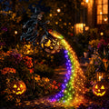 Halloween Witch Cauldron Garden Stake Lights, 2.7Ft LED Color Waterfall-Style Light Flow Flying Witch Garden Stake, Waterproof Weather Resistant Projector Lights for Outdoor Yard, Lawn, Pathway