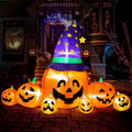 Yexmas 8.7ft Halloween Inflatables Pumpkins 7 Blow Up Decor with Witches Hat, Built-in LED Lights for Halloween Party, Yard, Garden, Lawn