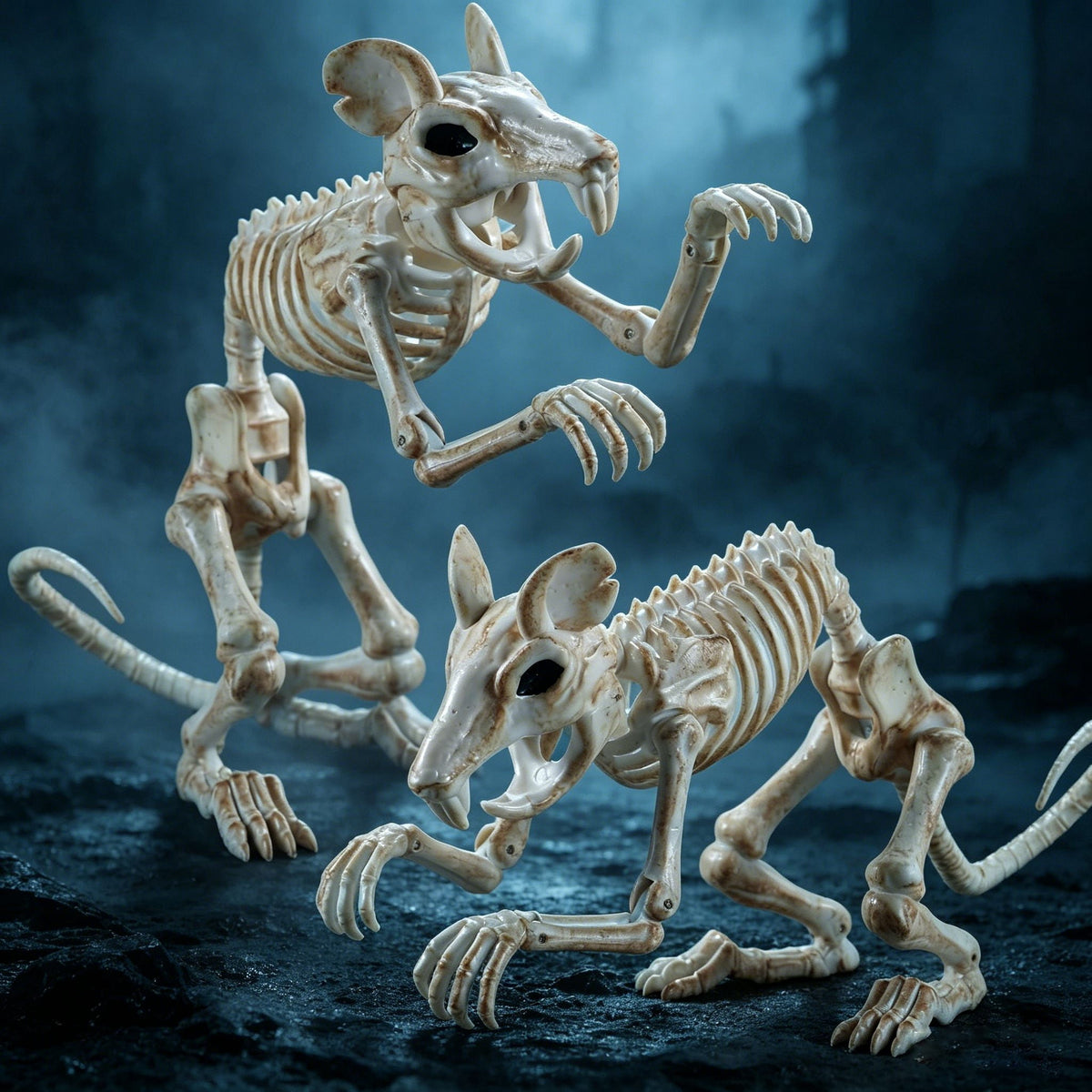 Joyfy 2 Pcs Duck Skeleton Halloween Decoration,4.5 Inch Posable Plastic Animals Halloween Skeleton for Indoor Outdoor Halloween Decorations,Haunted House Party Props