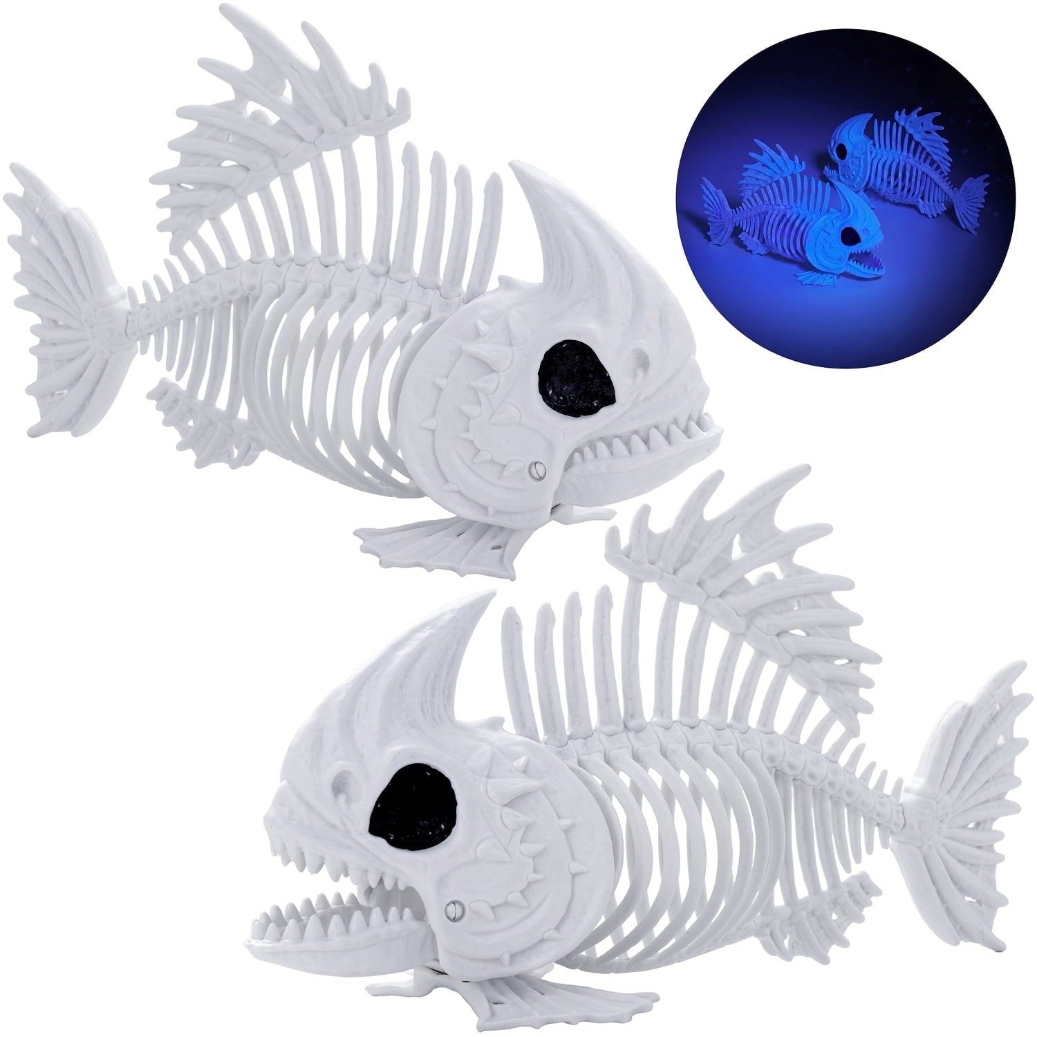 Joyfy Halloween Skeleton Fish Skeleton Halloween Decor,Plastic Skeleton with LED Eye for Halloween Decoration Outdoor Haunted House Party