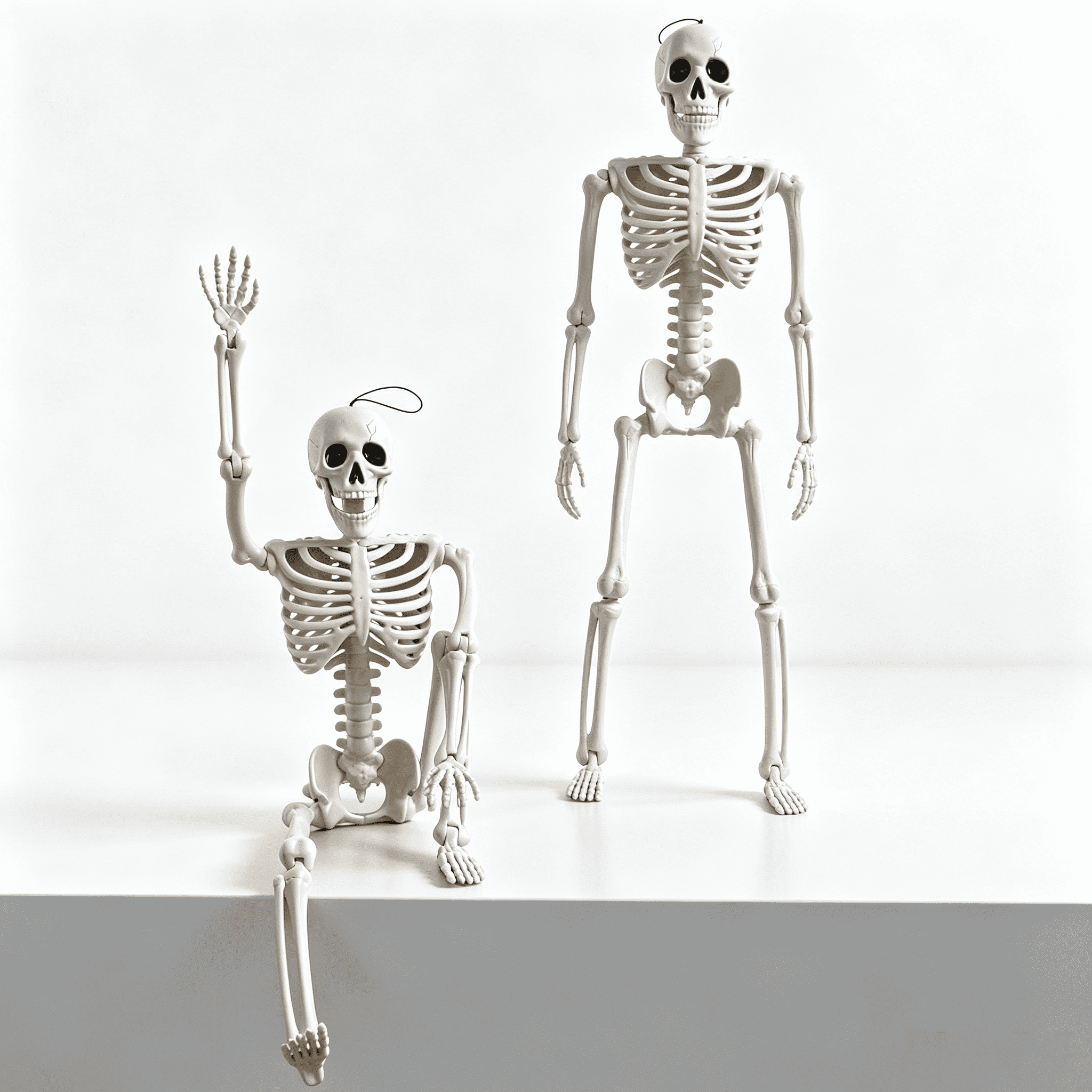 Joyfy 24 Inch Halloween Skeleton Decor with LED Light Eyes,Posable Skeleton Halloween Prop Full Body with Movable Joints for Haunted House Indoor Outdoor Decoration Spooky Decor