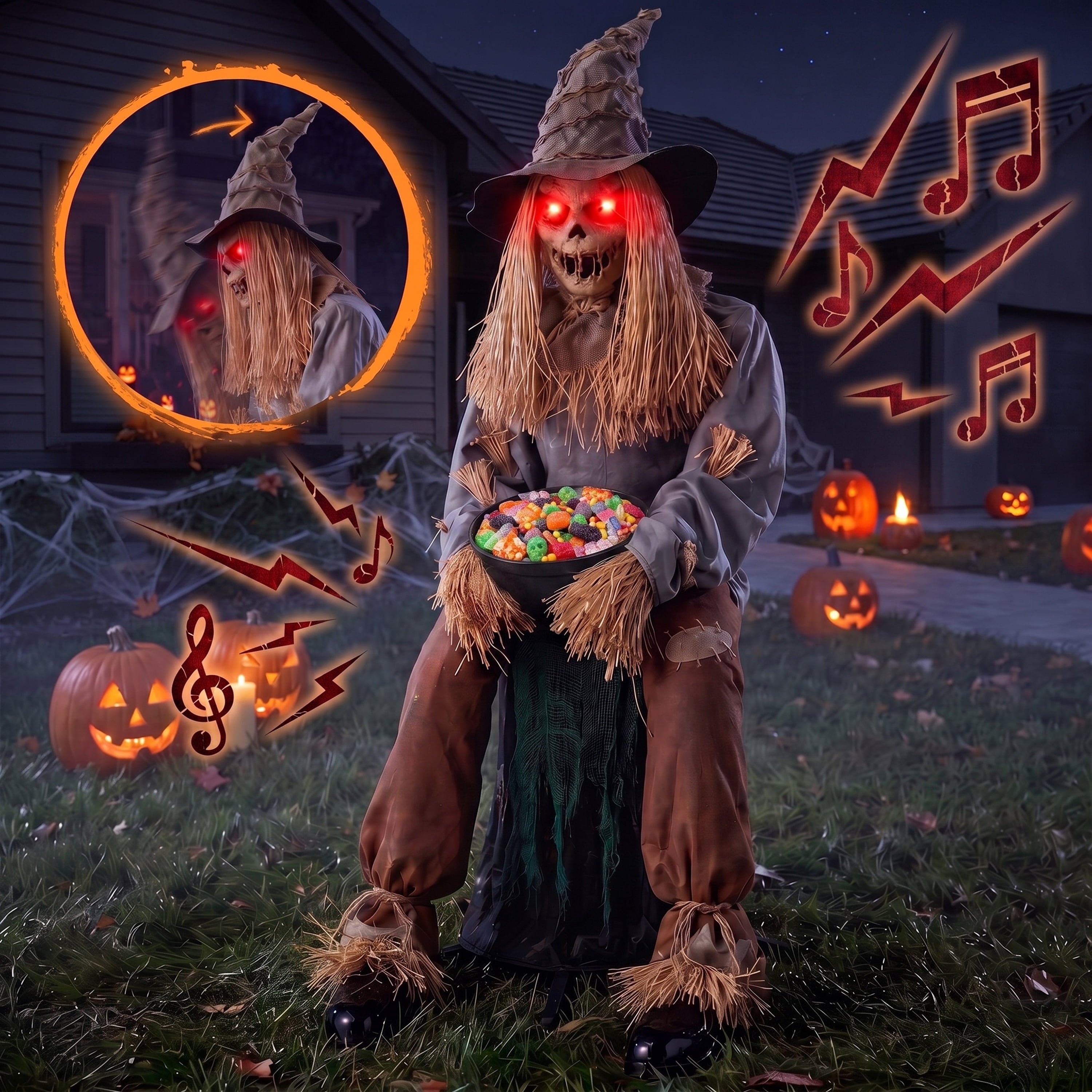 Joyfy 5ft Drinking Skeleton Halloween Animatronic Decorations, Outdoor Haunted Props with Endless Liquid Pouring Effect, Green LED Lights & Spooky Sounds, Life-Size Skeleton for Garden Yard Lawn