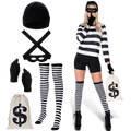 Joyfy Adult Women Robber Costume, Bank Robber Costume Woman for Halloween Costume