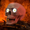 Joyfy Sound Activated Animated Skull Halloween Indoor Decor,LED Light Up Moving Eyeballs Skull Tabletop Ornament,Scary Haunted House Party Desktop Home Decoration Supplies