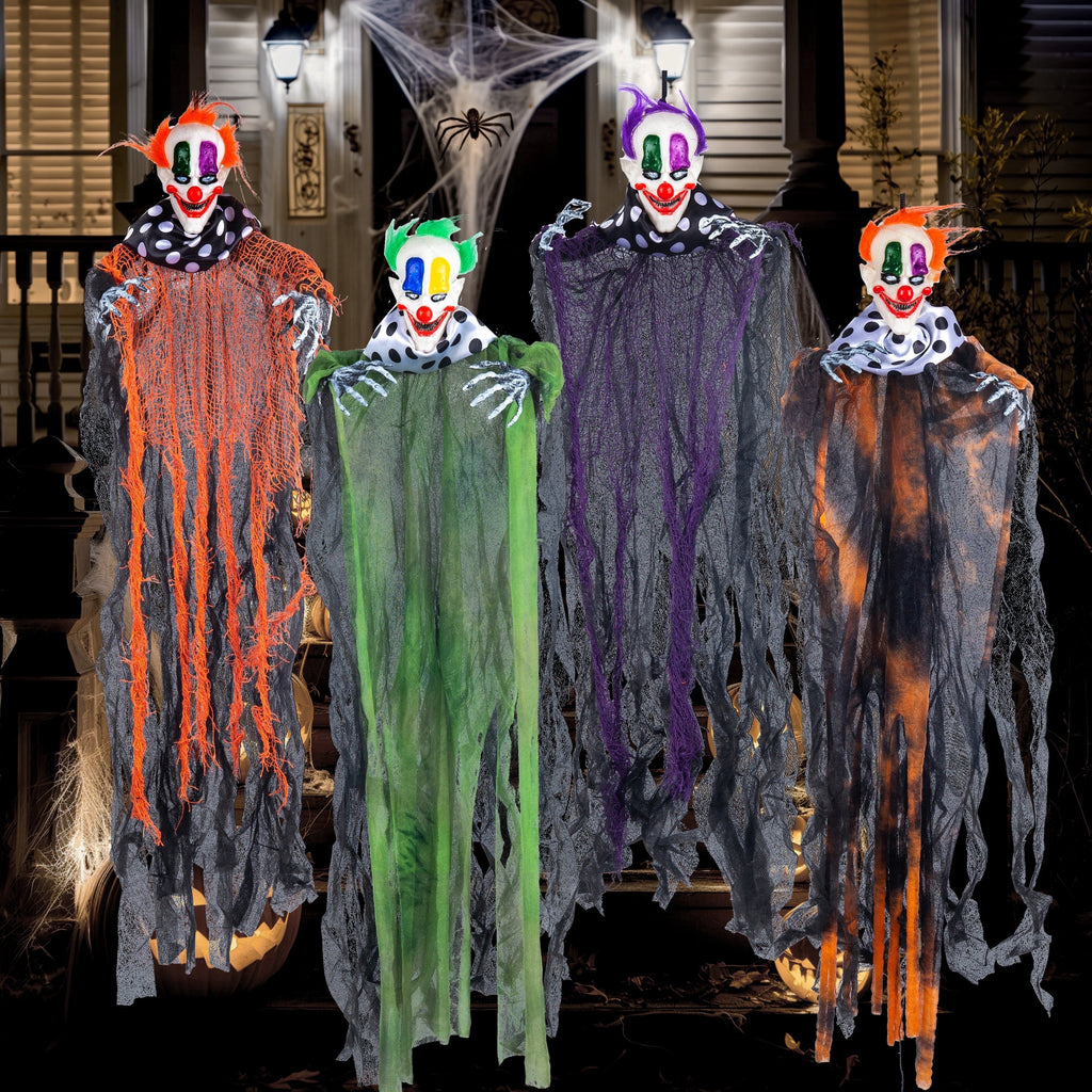 Joyfy 4 Pcs Halloween Decorations Outdoor Hanging Clown Ghost,29" Scary Outdoor Halloween Decor for Halloween Haunted House Decor Props