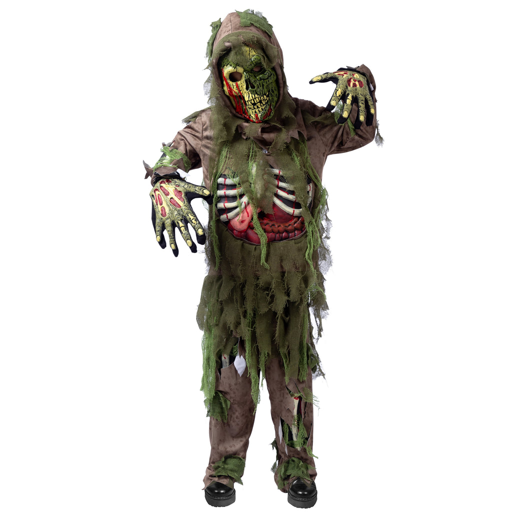 Joyfy Halloween Swamp Skeleton Living Dead Zombie Costume for Boys, Scary Zombie Costume for Kids Halloween Monster Themed Party Dress Up