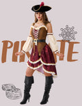 Joyfy Pirate Costume for Women Halloween Adult Pirate Dress with Pirate Hat for Halloween Costume Party Fancy-Dress Costume