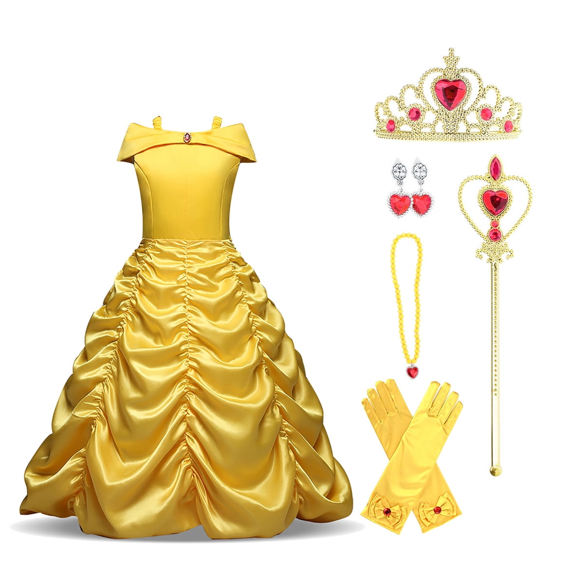 KAWELL Princess Costume Dresses for Girls Halloween Fancy-Dress Costume, Child 5-6 Years