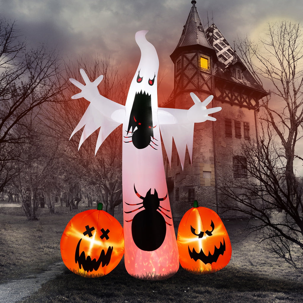 Ktaxon 12' Halloween Inflatables Outdoor Halloween Decoration Giant Ghost with 2pcs Pumpkin Blow up Decor