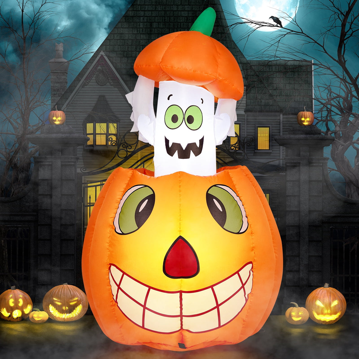 Ktaxon 3' Halloween Inflatables Pumpkins Liftable Ghost Outdoor Halloween Decoration Blow up Decor
