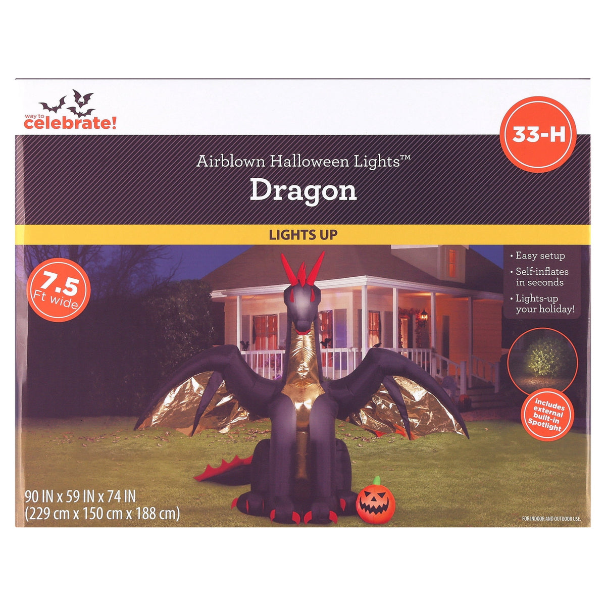 Dragon Airblown Yard Inflatable, Multicolor, 7.5', Halloween by Way To Celebrate