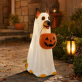 LED German Shepherd Blow Molded Halloween Statue, Light Up Ghost Dog Figure with Pumpkin Candy Bucket, Glowing German Shepherd Halloween Decoration for Outdoor Porch Yard Fall Spooky Season Home