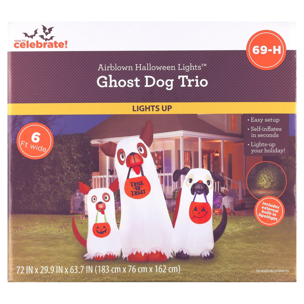 Ghost Dog Trio Airblown Yard Inflatable, Multicolor, 6', Halloween by Way To Celebrate