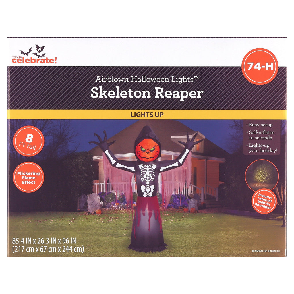 Skeleton Reaper Airblown Yard Inflatable, Multicolor, 8', Halloween by Way To Celebrate
