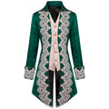 Lilgiuy Men's Steampunk Mid-Century Swallow-tailed Coat Patchwork Turn-down Collar Long-sleeved Gothic Victorian Coat Uniform Halloween Costume (Army Green)