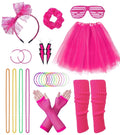 Loritta 80s Costumes for Women Fancy Outfit Accessories Set with Fishnet Gloves Leg Warmers Tutu Skirts for Theme Party