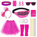 Loritta 80s Costumes for Women Outfit Accessories Set with Fishnet Gloves Leg Warmers Bags Tutu Skirts for Theme Party