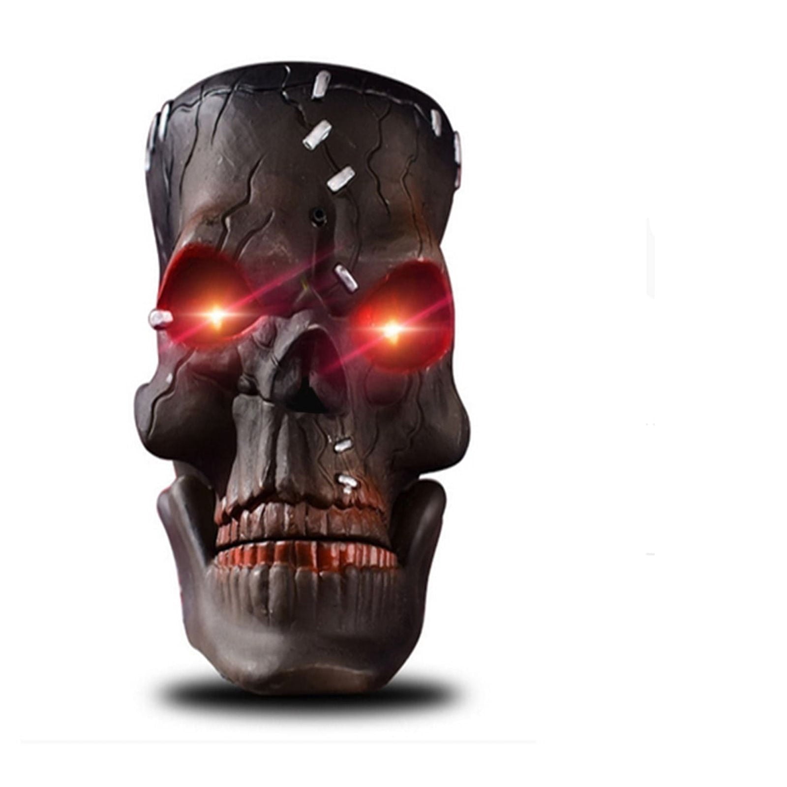 MInHoues Halloween Decoration - Electric Halloween Skull Head, Glowing Skeleton Prop with Sound and Motion, Animated Skull for Haunted House, Party Bar KTV Decor, Battery Operated