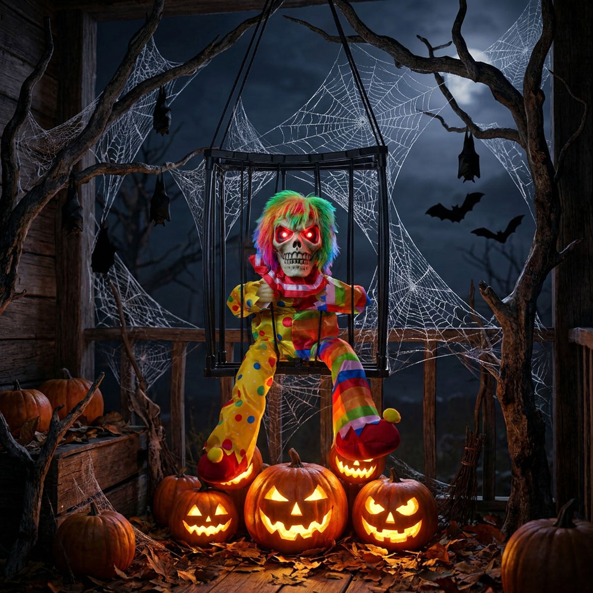 Magotan Screaming Animated Halloween Decorations, Outdoor Indoor Hanging Spooky Halloween Decoration, Scary Skull Cage with Motion Sensor