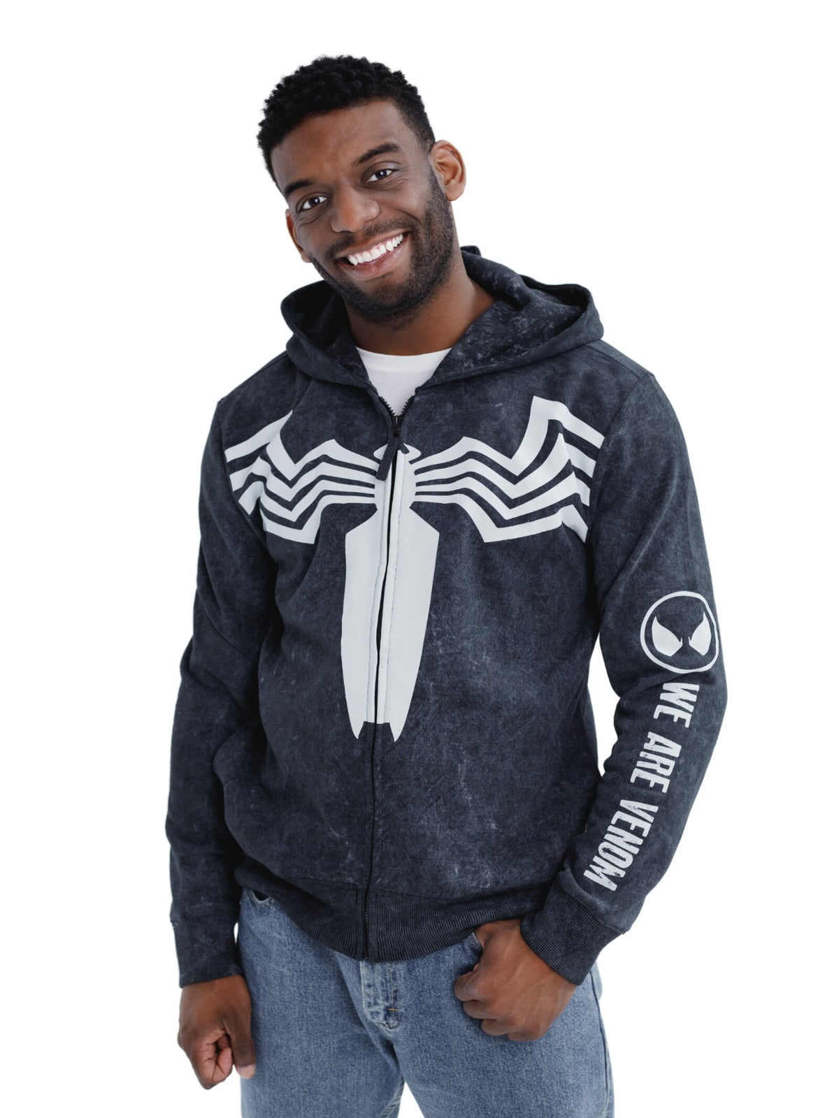Marvel Spider-Man Little Boys' Cosplay Fleece Zip-Up Hoodie Miles Morales Black