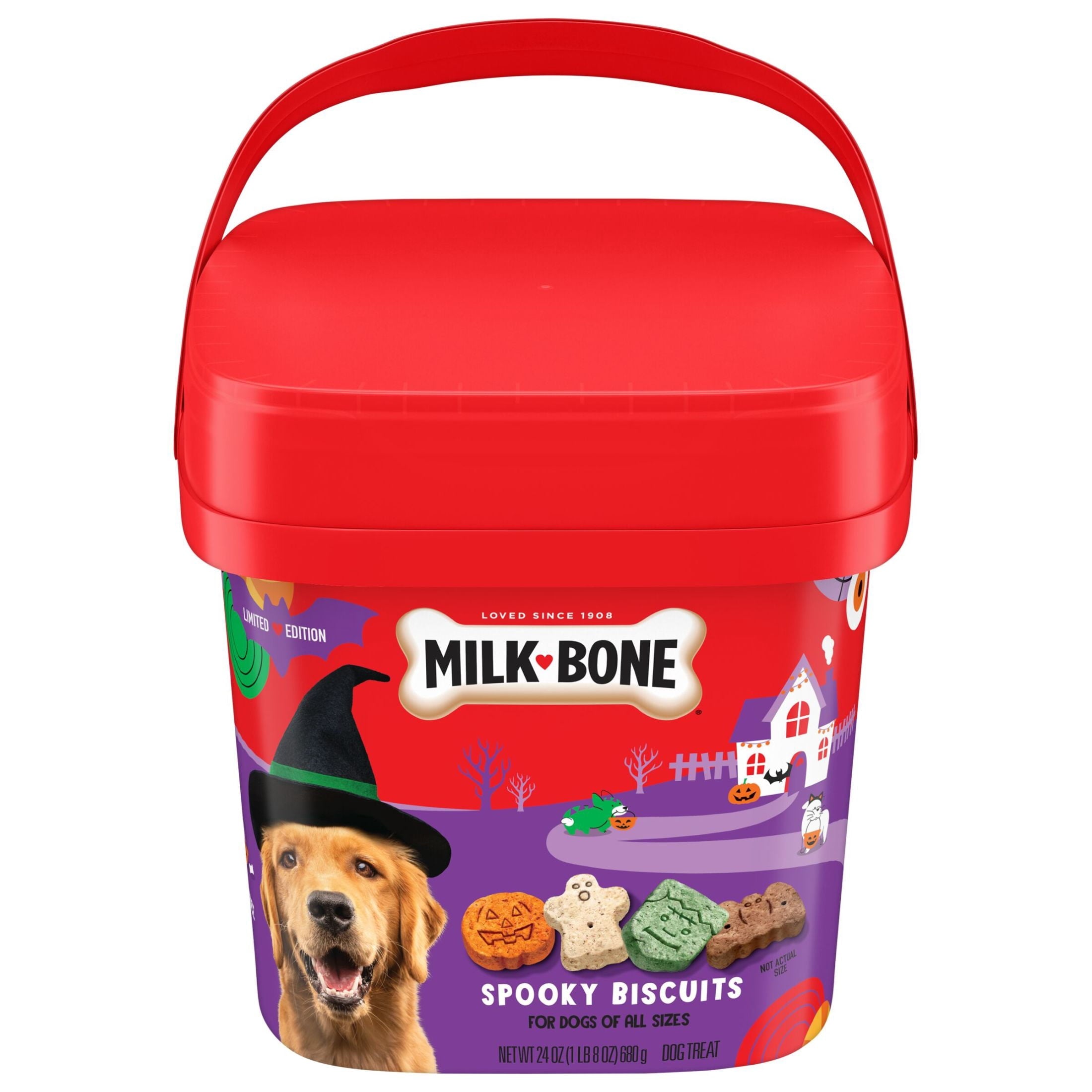 Milk Bone Spooky Biscuits, Halloween Dog Treats, 24 oz Pail