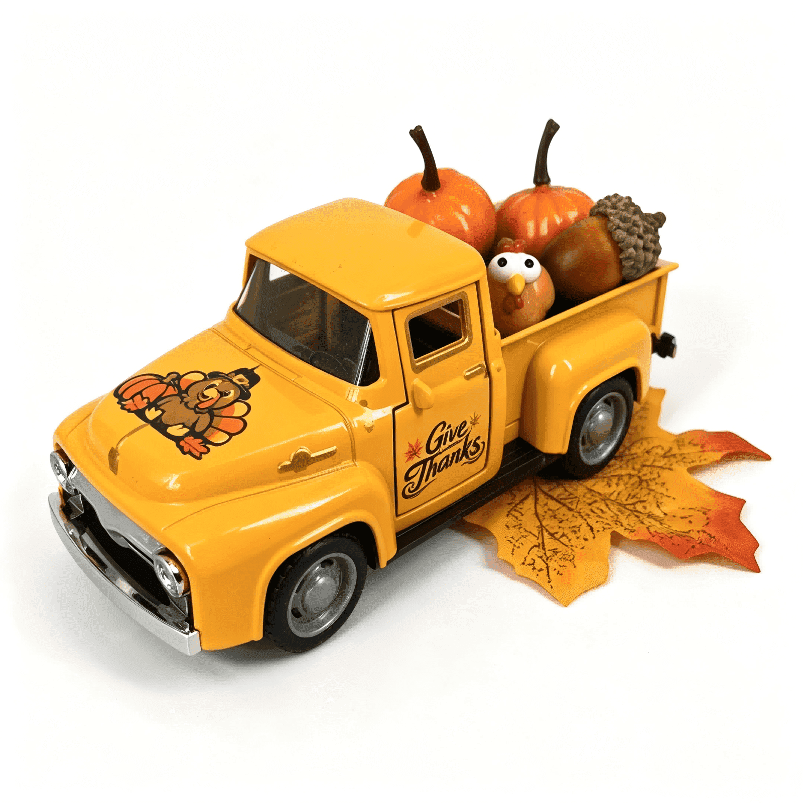 Molumo Halloween Truck Decor - Vintage Pink Pickup Truck with Ghost and Pumpkin Figurines for Halloween Home Tiered Tray Holiday Party Decoration