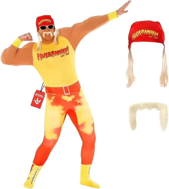 Morph Wwe Hulk Hogan Costume Men Halloween Costume for Men Red Medium