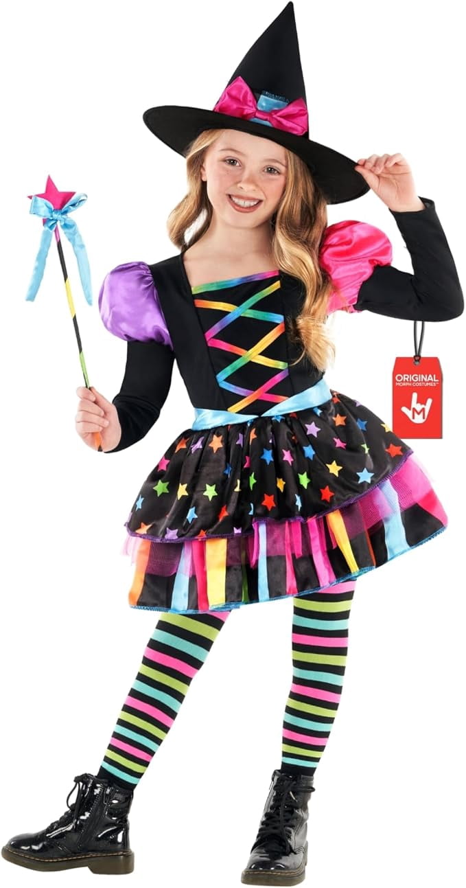 Morph Cute Rainbow Witch Halloween Costume For Girls Kids Scary Halloween