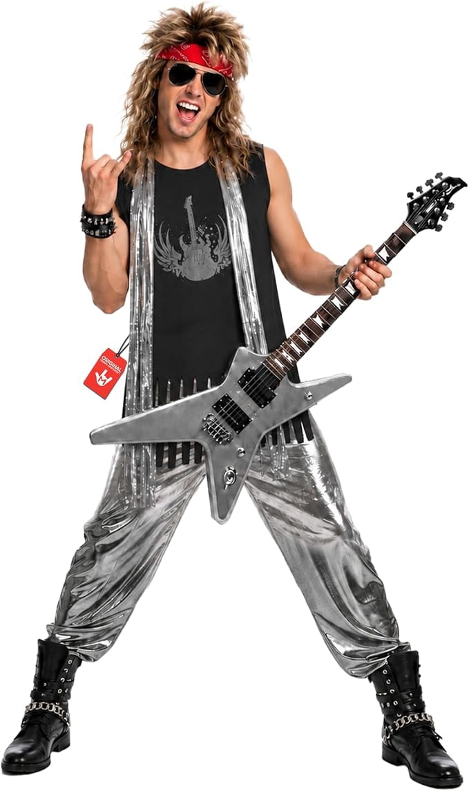 Morph Glam Rocker Costume Men Halloween Costume for Men Silver XX-Large