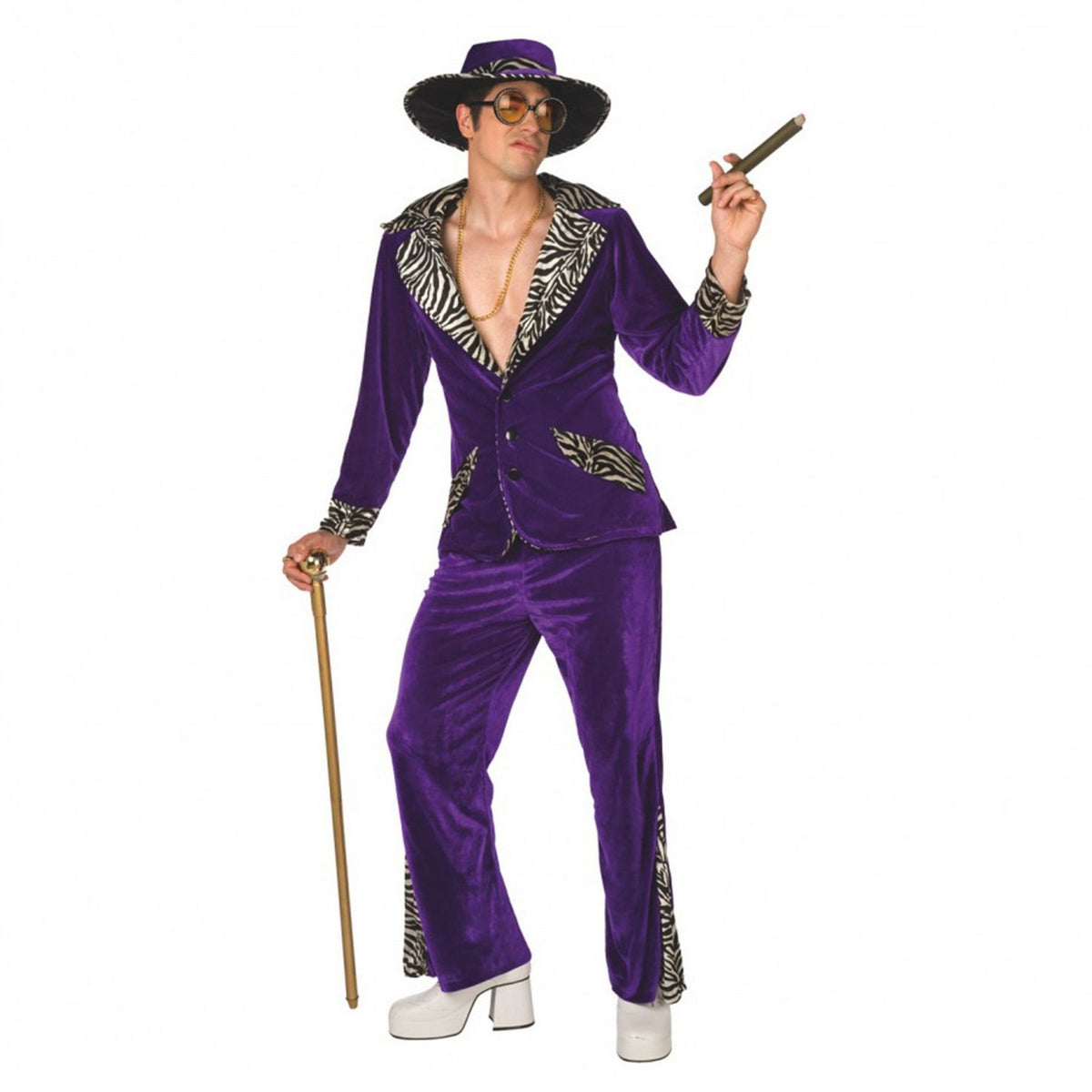 Morph Mens Purple 70's Costume Hat 1970s Velvet Suit Guys Party Halloween Purple XL